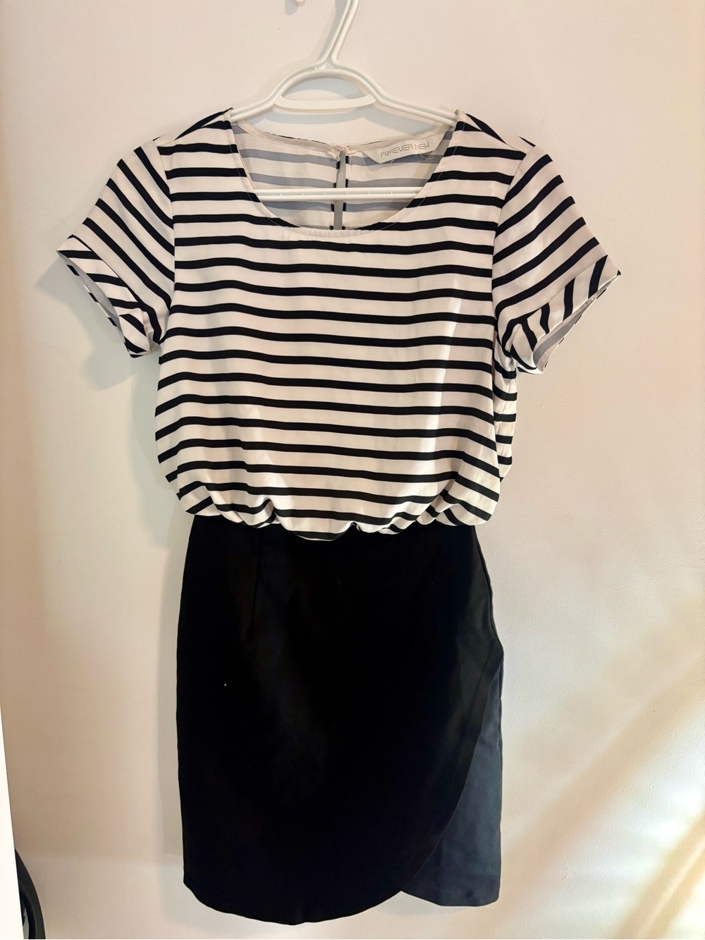 French Connection Black and White Striped Mini Dress